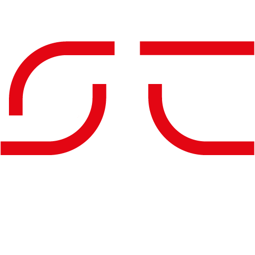 Ser.Tec. logo with stylized initials in red and white on a black background