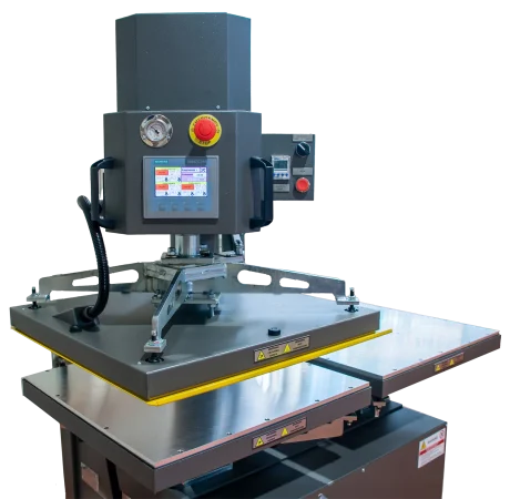 Prensa industrial térmica con panel digital y botón de emergencia, para uso textil Prensa industrial térmica con panel digital y botón de emergencia, para uso textil