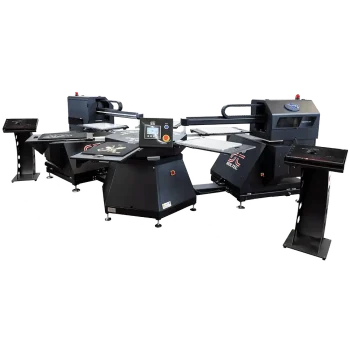 Sistema Ser.Tec. Eagle Digiscreen EVO per stampa digitale rotativa su tessuti, con doppia stampante UV integrata.